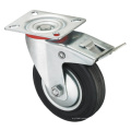 Ruedita de la serie Middle Duty - Swivel W / Brake - Black Industrial Rubber (rodamiento de rodillos)